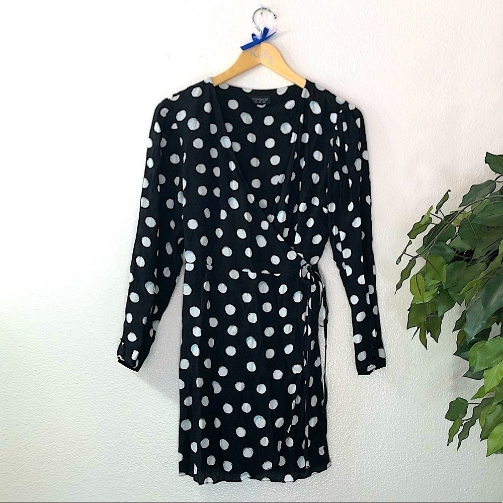 Topshop Polka Dot Wrap Dress